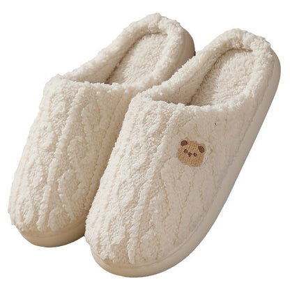 Thick-Soled Plaid Plush Slippers