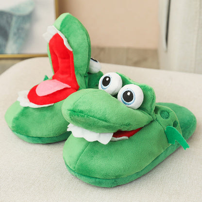 Plush Animal Slippers - Cute Moving Mouth Indoor Winter Slippers