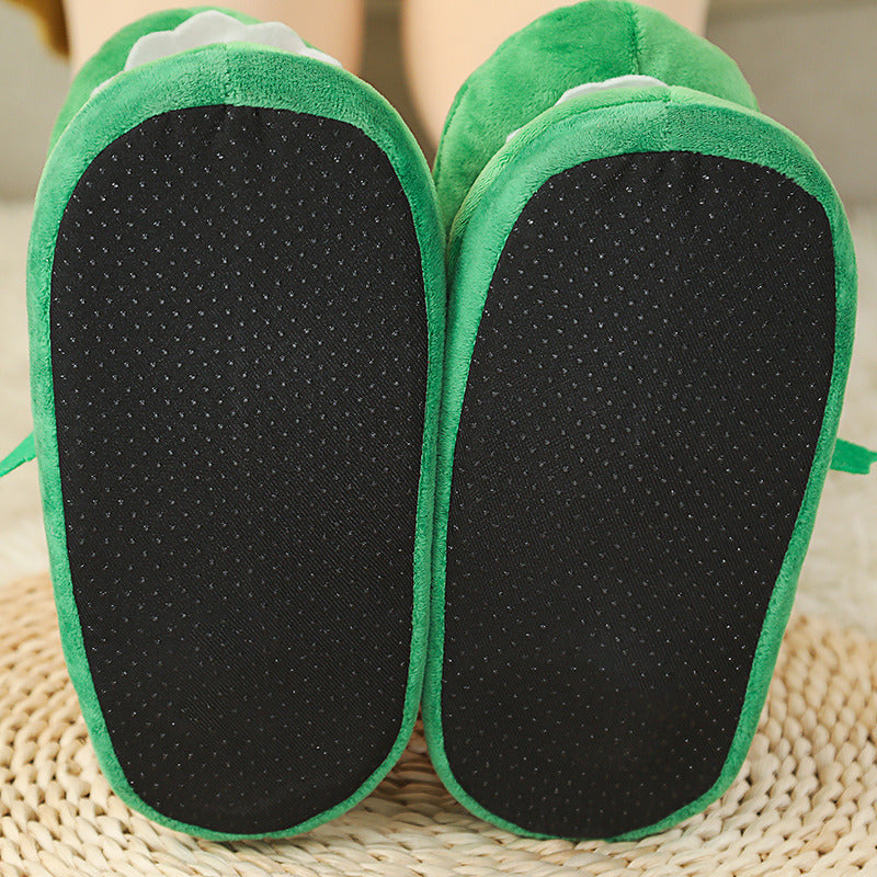Plush Animal Slippers - Cute Moving Mouth Indoor Winter Slippers