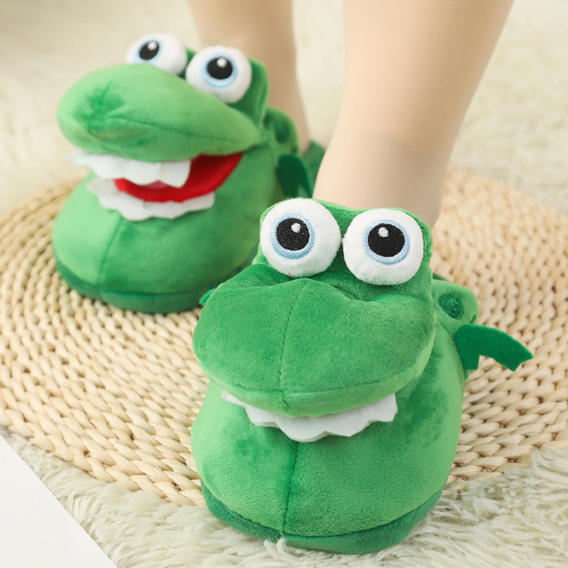 Plush Animal Slippers - Cute Moving Mouth Indoor Winter Slippers