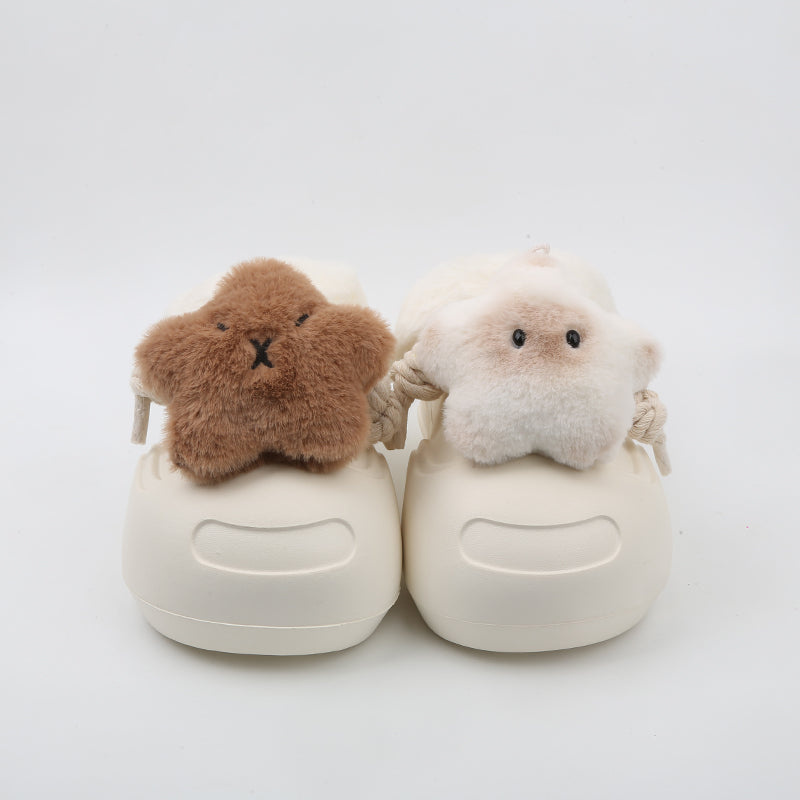 Women's Plush Fleece-Lined Slip-On Shoes - Thick EVA Sole Comfort Slippers