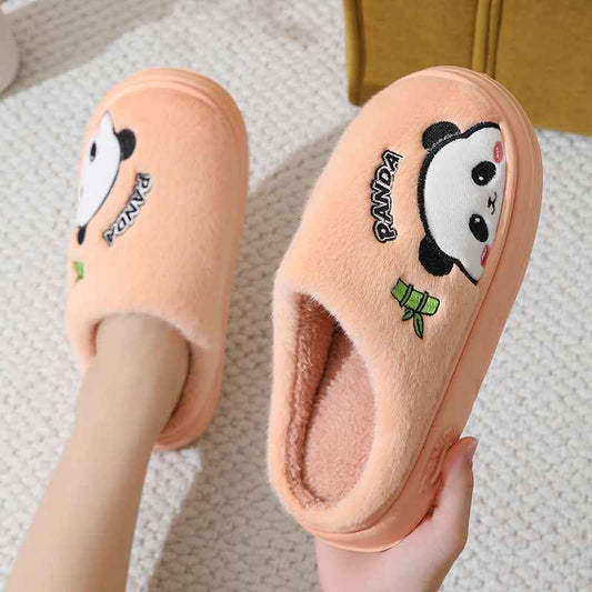 Panda Slippers for Women & Men - Cute Cartoon Plush Indoor House Shoes with Thick Anti-Slip EVA Sole