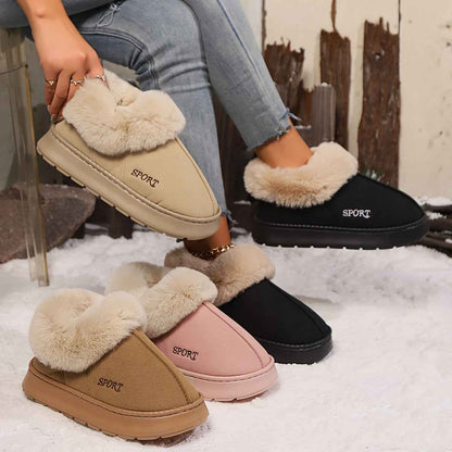 Women's Plush Slippers | Non-Slip Faux Fur Lined Platform Indoor House Shoes