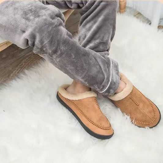 Men's Fur-Lined Non-Slip Bean Slippers | Warm Indoor Cotton Shoes | EU 39–49