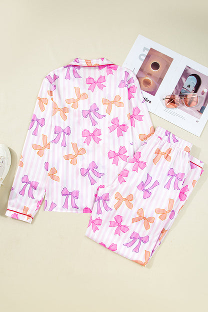 Stripe Bow Tie Shirt and Pants Pajama Set
