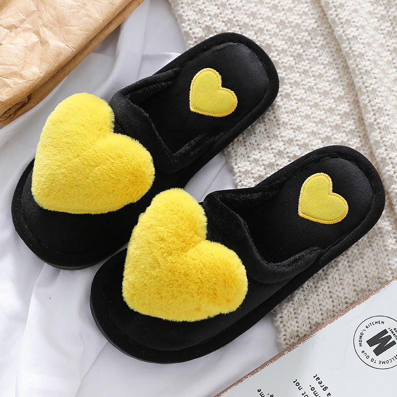 Women's Love Heart Fluffy Slippers | Warm Plush Home Shoes