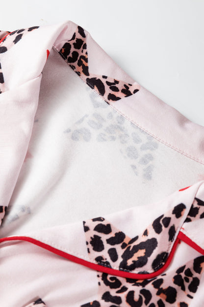Leopard Star Bow Tie Top and Short Pajama Set