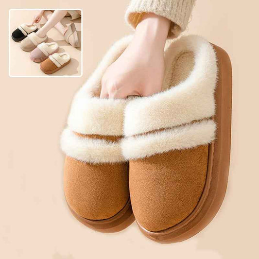 Women's Plush House Slippers Non-Slip Warm Cotton Indoor Bedroom Shoes Winter Comfort