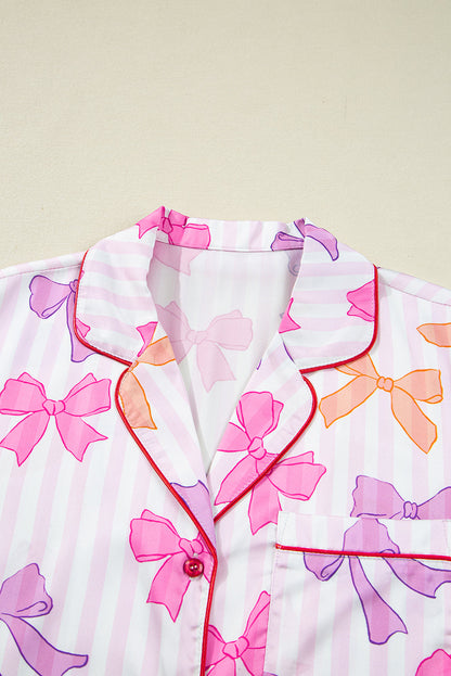 Stripe Bow Tie Shirt and Pants Pajama Set