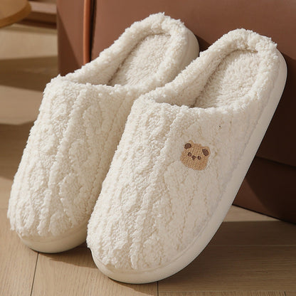 Thick-Soled Plaid Plush Slippers