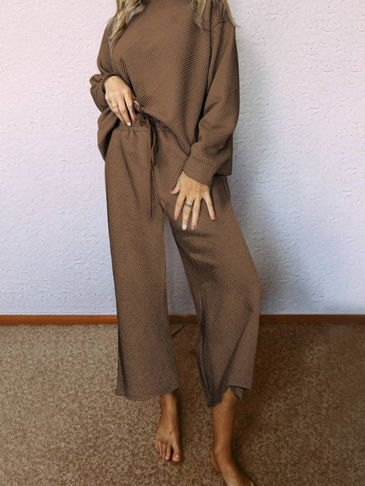 Chocolate Textured 2 pc. Slouchy Loungewear Set