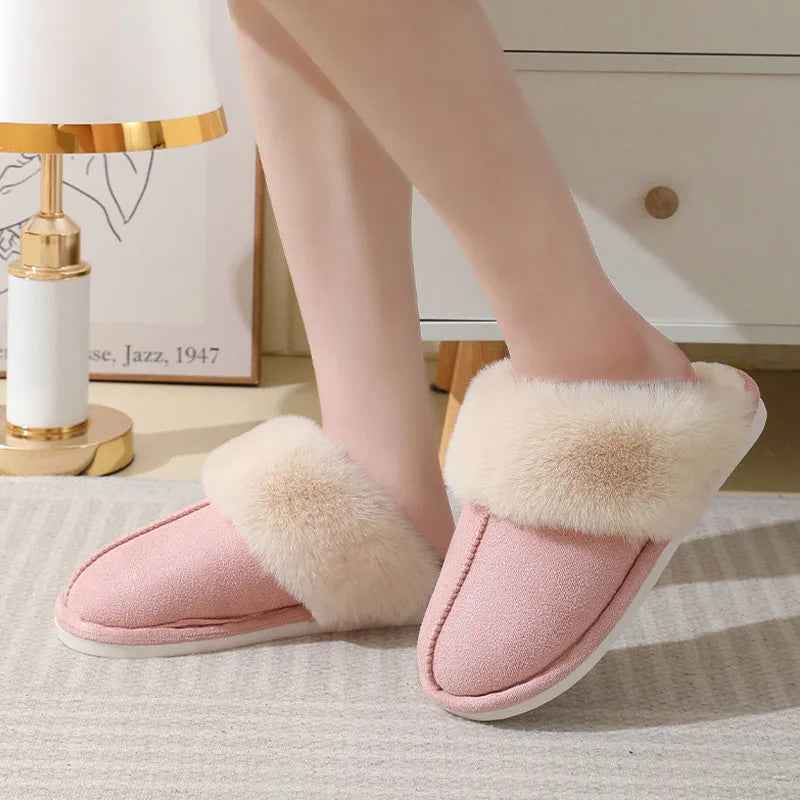 Plush Fur Slippers - Warm Non-Slip Indoor House Shoes