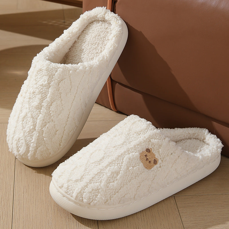 Thick-Soled Plaid Plush Slippers