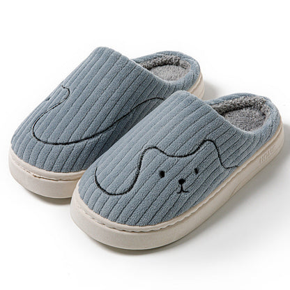 Women's Striped Cat Slippers | Warm Plush Non-Slip Indoor House Shoes