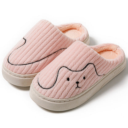 Women's Striped Cat Slippers | Warm Plush Non-Slip Indoor House Shoes