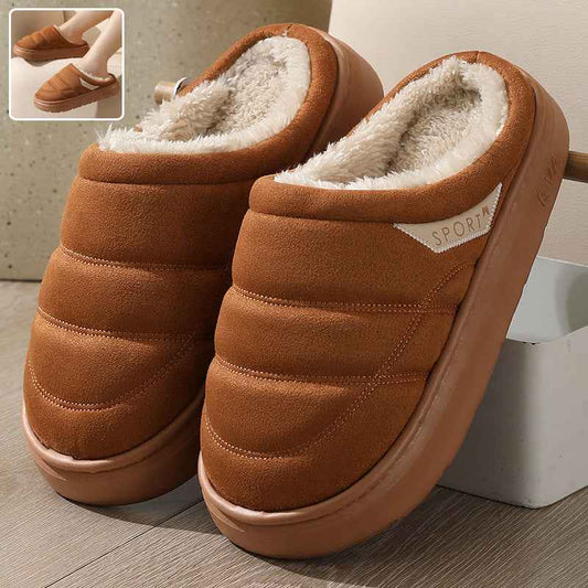 Plush Winter Slippers for Women & Men - Warm Indoor House Shoes with Thick EVA Sole & Non-Slip Grip