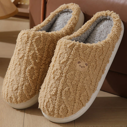 Thick-Soled Plaid Plush Slippers
