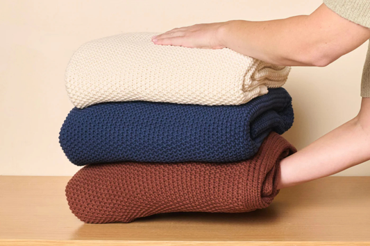 Seed Stitch Cotton Throw Blanket