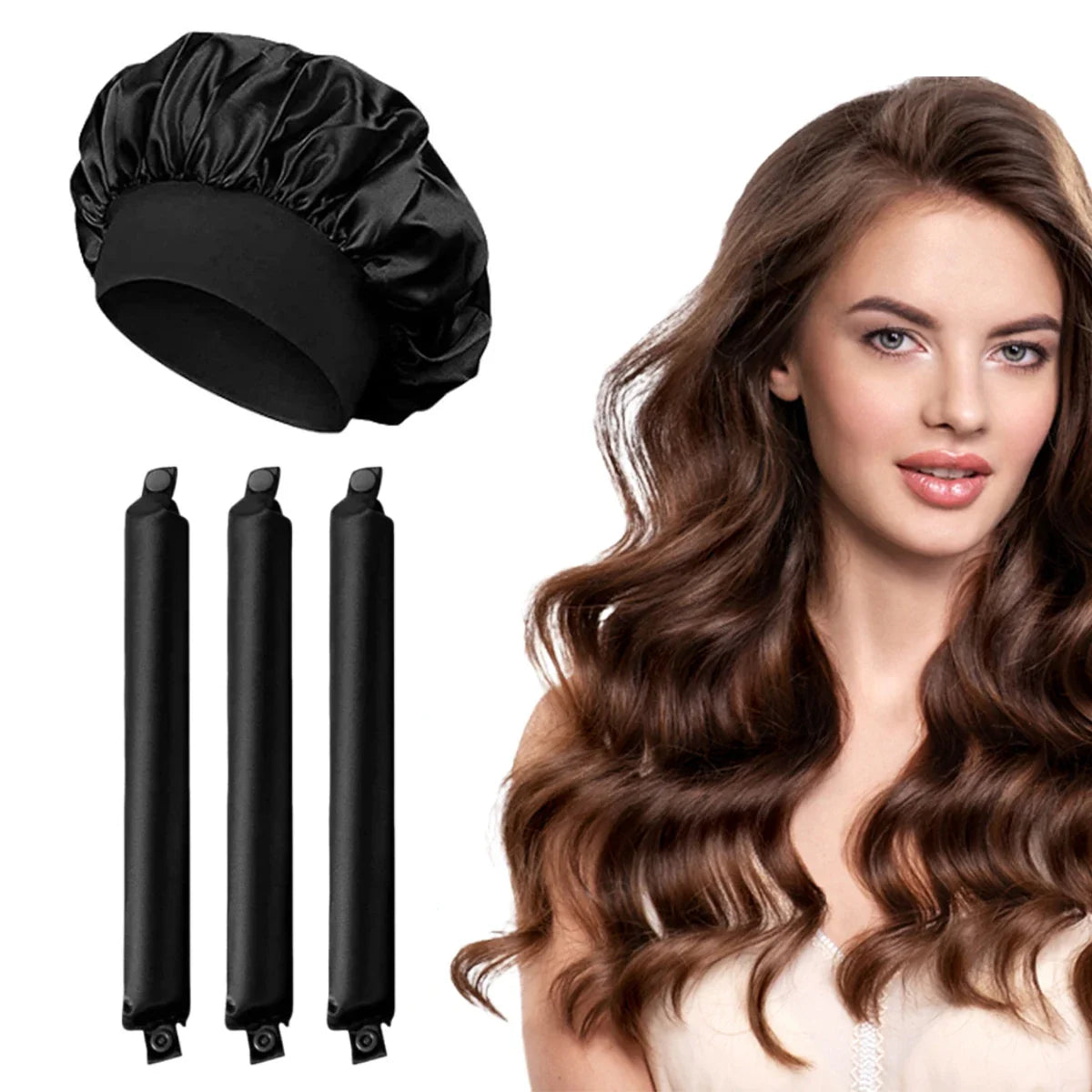 Heatless Curling Rod Headband Soft Hair Curler No Heat Hair Rollers Lazy Curls Sleeping  Flexi Rods with Bonnet Styling Tools