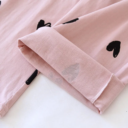 New Spring/Summer Women's Sleeping Pants 100% Pure Cotton Knitted Love Pants Straight Leg Casual Home Pants Lounge Wear