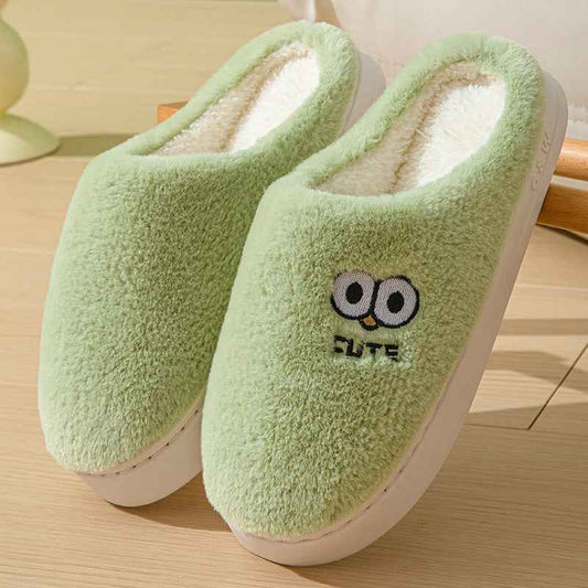 Cute Cartoon Big Eyes Slippers - Winter Warm Plush House Shoes for Women & Men