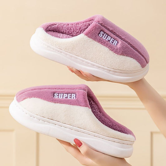 Thick-Sole Plush Slippers | Fleece-Lined Non-Slip Indoor Slippers for Men & Women