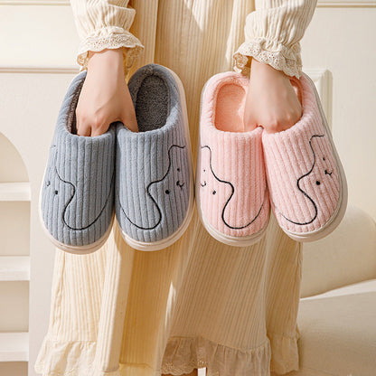 Women's Striped Cat Slippers | Warm Plush Non-Slip Indoor House Shoes