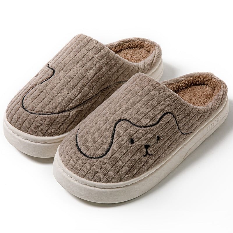 Women's Striped Cat Slippers | Warm Plush Non-Slip Indoor House Shoes