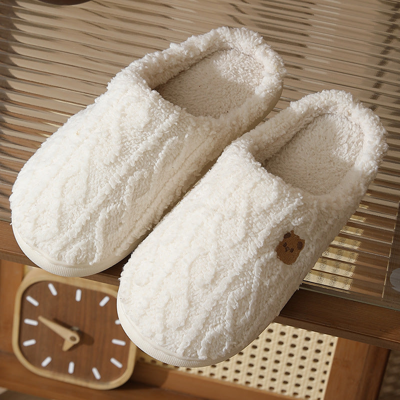 Thick-Soled Plaid Plush Slippers
