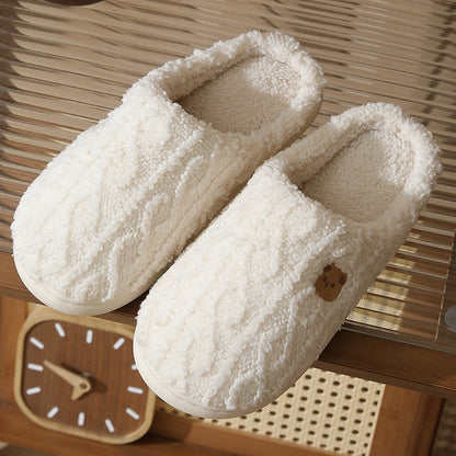 Thick-Soled Plaid Plush Slippers