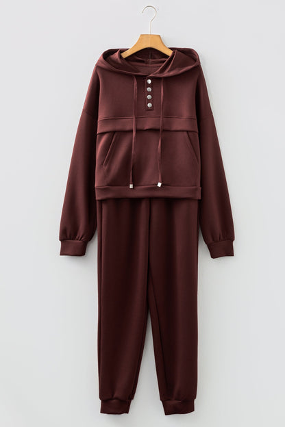 Solid Cropped Hoodie and Jogger Lounge Set