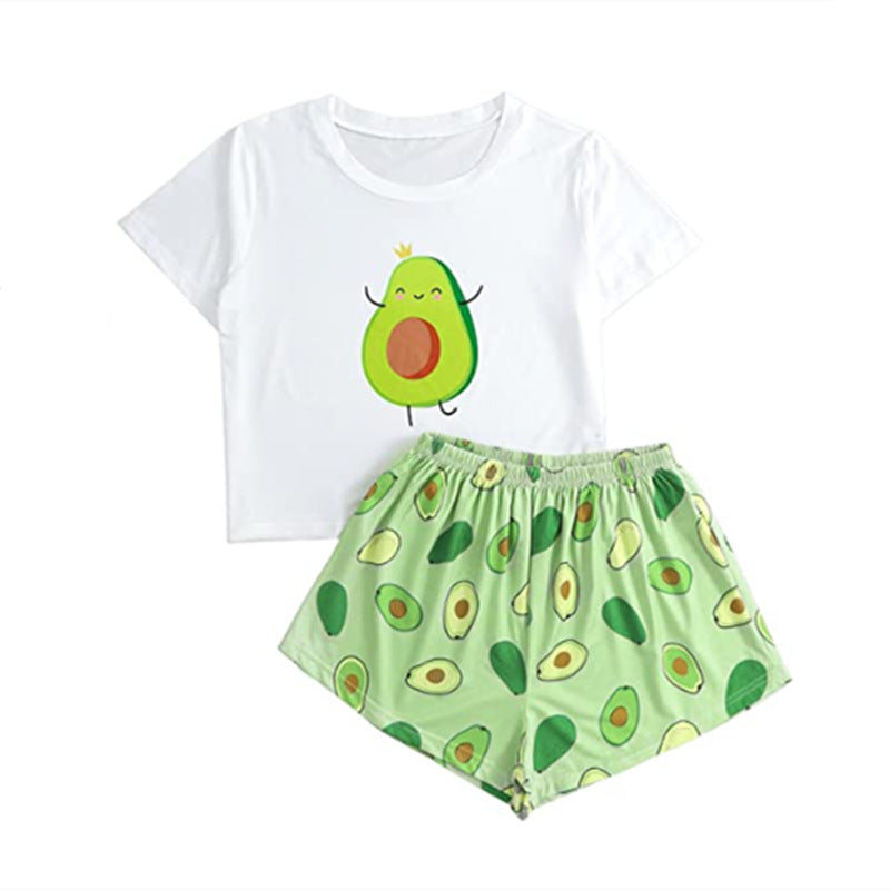 Women's Cute Printed Short-Sleeve Pajama Set