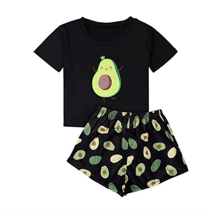 Women's Cute Printed Short-Sleeve Pajama Set
