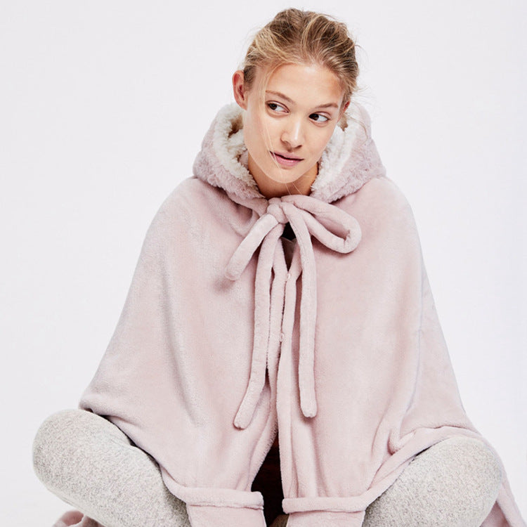 Cute Thick Rabbit Cape Shawl Blanket, Rabbit Fleece Blanket