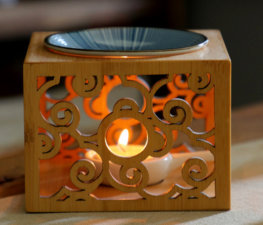 Bamboo Essential Oil Diffuser with Candle Holder