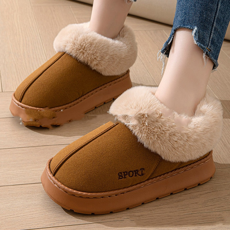 Women's Plush Slippers | Non-Slip Faux Fur Lined Platform Indoor House Shoes