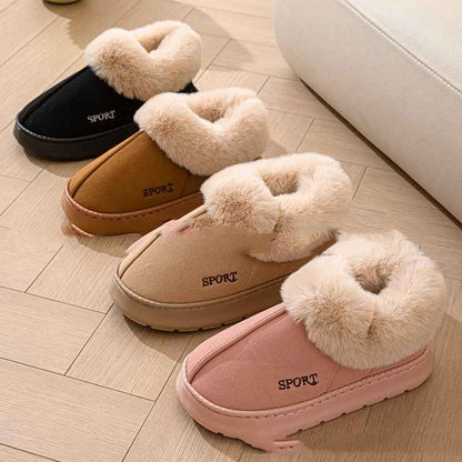 Women's Plush Slippers | Non-Slip Faux Fur Lined Platform Indoor House Shoes
