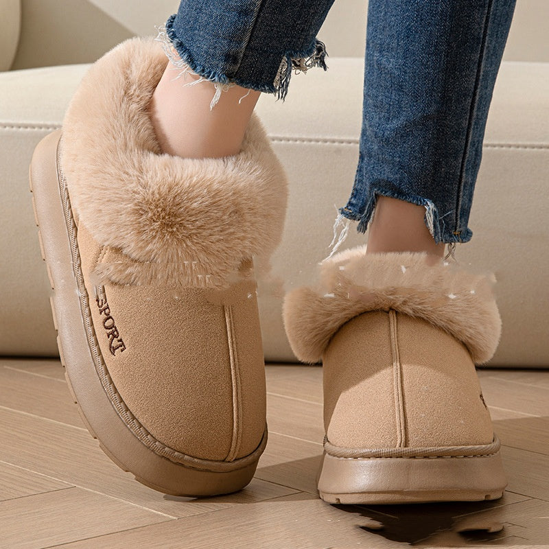 Women's Plush Slippers | Non-Slip Faux Fur Lined Platform Indoor House Shoes