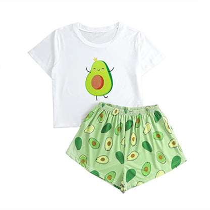 Women's Cute Printed Short-Sleeve Pajama Set